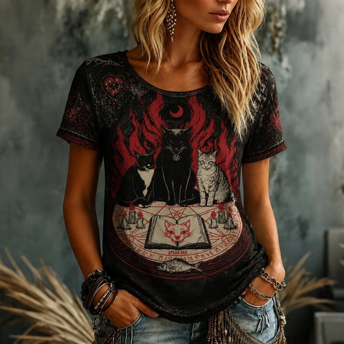 Women’s Gothic Halloween Cat Top