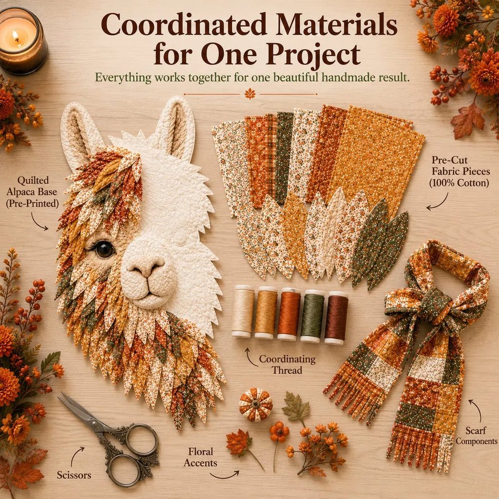 ⏳ Last Day 49% OFF – 🦙 Beginner-Friendly Autumn Alpaca DIY Wall Hanging Kit | Complete Kit with Pre-Cut Fabrics, Stitching Supplies & Step-by-Step Guide Included 🍂💕