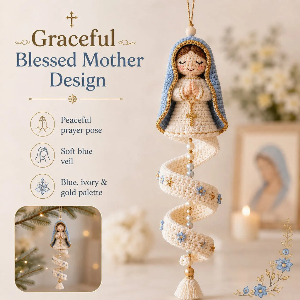 🔥Last Day 49% OFF - 🙏🧵DIY Crochet Blessed Mother Spiral Hanging Ornament Kit