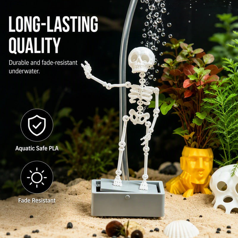 💀 50 % Rabatt! Tanzender Totenkopf für Aquarium – Bewegliche Unterwasser-Dekoration für Fischbecken