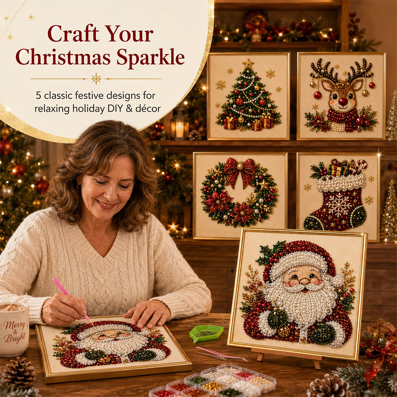 🎅  ✨ Christmas Pearl & Rhinestone Painting Kit – Create DIY Gifts & Festive Decor Early 🎄
